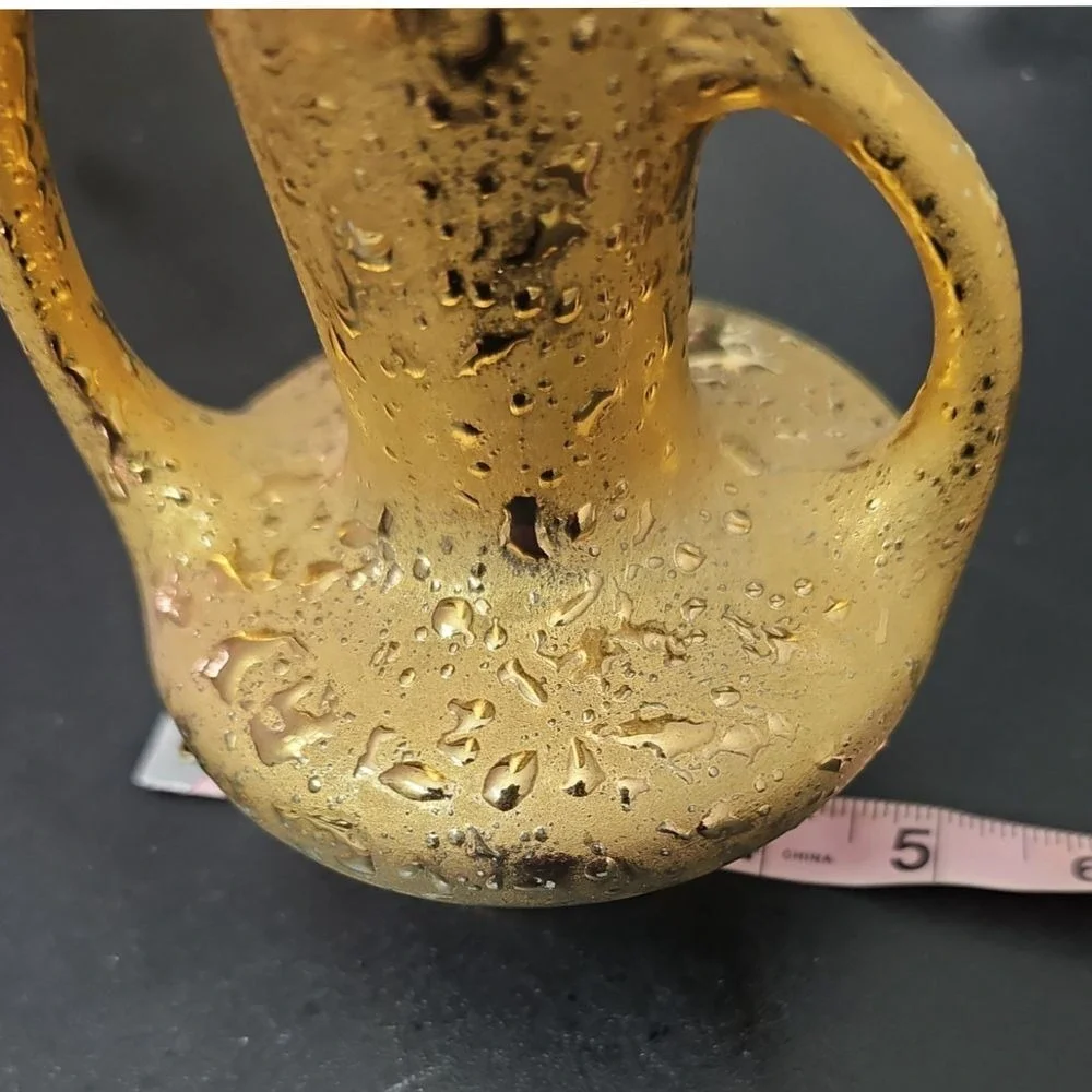 Vintage Dream Art Studios 22KT‎ Gold Textured Vase with Handles USA Made